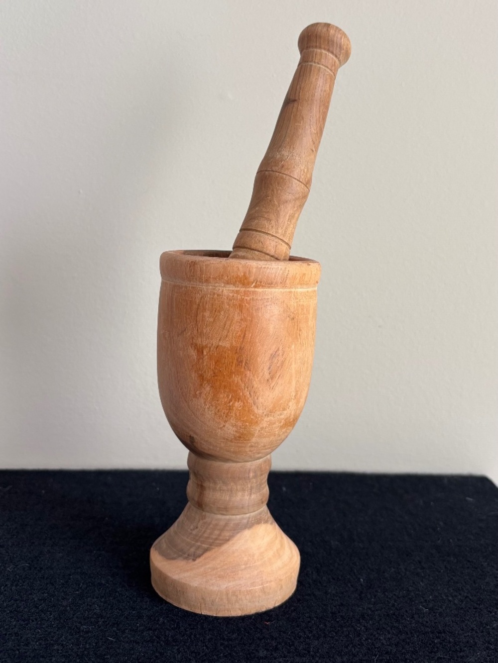 Tall Hand Turned Wood Mortar & Pestle Set